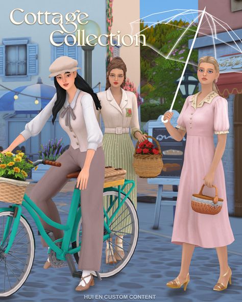 Sims 4 Cc Maxis Match Clothing Vintage, Sims Vintage Cc, Sims 4 Cottagecore, Sims Cottage, The Sims 4 Pack, Cottage Fashion, Cottage Core Clothes, Sims 4 Cottage, Muebles Sims 4 Cc