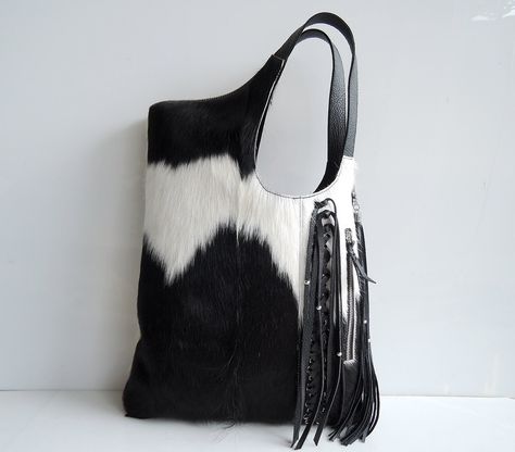 Black Leather Accessories, Western Bags, Hair Bag, Bag Styles, Cowhide Purse, Cowhide Bag, Fur Bag, White Tote, Women Birthday