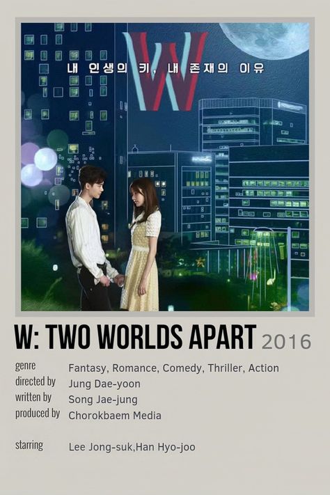 W Two Worlds Poster, 2016 Kdrama, Hostel Decor, Kdrama 2016, W Kdrama, Kdrama Posters, Kdrama List, Polaroid Posters, Drama List