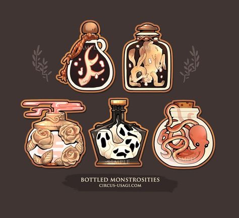 Potion Digital Art, Potion Bottles Art, Potion Bottle Illustration, Potion Bottle Design, Potion Art, Cookbook Cover Design, Cool Colorful Backgrounds, Witch Drawing, Warriors Illustration