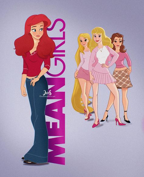 👸💖 Mean Girls 💅🏻✨ #esteesdave #disney #waltdisney #thelittlemermaid #mermaid #meangirlsday #meangirls #tangled #rapunzel #disneygram… | Instagram Cute Drawings Of Characters, Disney Mermaid Wallpaper, Movie Drawing Ideas, Barbie Movie Costume, Mean Girls Wallpaper, Mermaid Comic, Character Mashups, All The Disney Princesses, Endless Summer Vacation