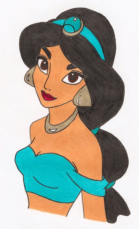 Jasmine Drawing, Disney Princess Sketches, Princess Sketches, Disney Character Drawings, Easy Disney Drawings, Disney Drawings Sketches, Cartoon Drawings Disney, Disney Princess Jasmine, Easy Cartoon Drawings