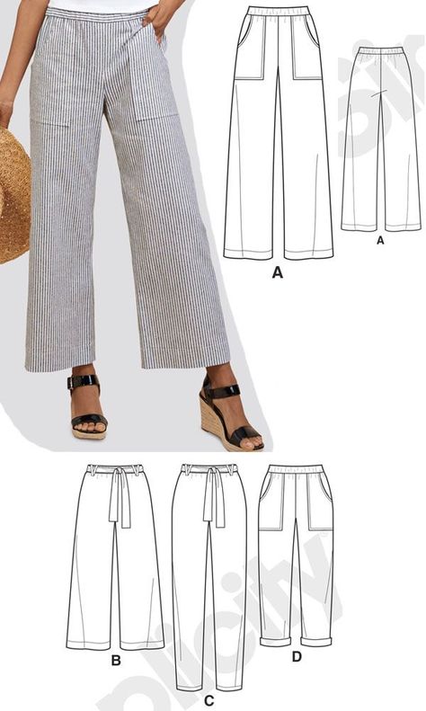 Drawstring Pants Pattern, Linen Pants Pattern, Diy Clothes Projects, Trouser Pants Pattern, Stylish Sewing Patterns, Pants Pattern Free, Wide Leg Pants Pattern, Women Pants Pattern, Virkning Diagram