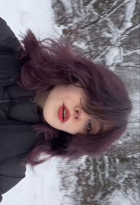 Dark Dusty Purple Hair, Plum Hair Short, Light Plum Hair, Light Purple Hair Aesthetic, Plum Short Hair, Berry Purple Hair, Dark Purple Hair Short, Dark Purple And Black Hair, Short Plum Hair