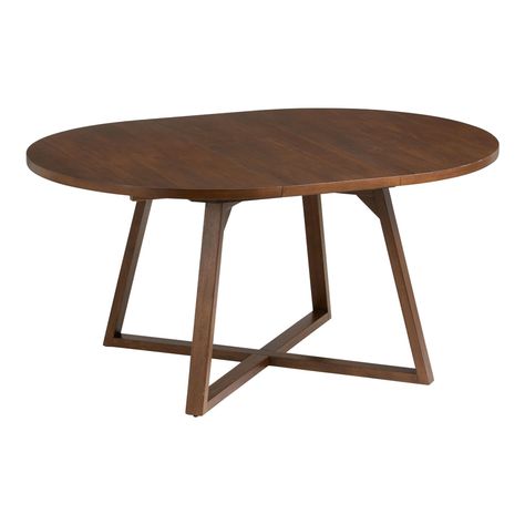 Maliyah Wood Rounded Extension Dining Table - World Market Mid Century Dining Table, Table For Small Space, Mid Century Dining, Extension Dining Table, Small Dining, Wood Rounds, Gold Wood, Extendable Dining Table, Dark Walnut