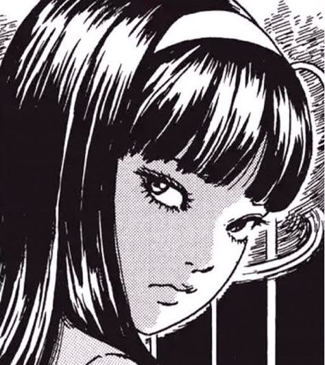 tomie junji ito icon icons anime manga Junji Ito, A Girl, Long Hair, Bangs, A Woman, Black And White, Hair, Anime, White