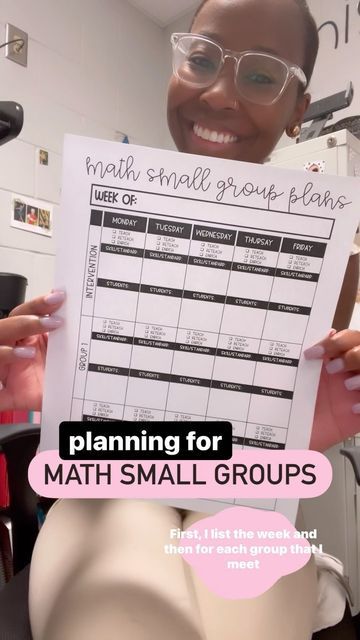 Keanna Funderburk Ecker on Instagram: "Teaching math small groups is my favorite part of each school day, so I make an effort to make sure it’s impactful and meaningful each time I meet with students. My math small group planner allows me to do just that! I like to have a weekly view so that I can keep this in my small group binder with my resources and be able to quickly see what students to need to pull and standards/activity I need to grab. It also allows me to be intentional about what I d Small Group Schedule Template, Small Group Planner, Small Group Table Set Up, Small Group Planning Template, Small Group Organization, Reading Intervention Classroom, Math Small Groups, Intervention Classroom, Small Group Math