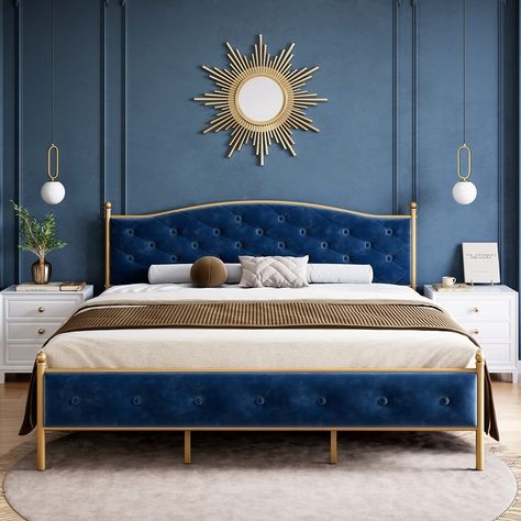 Velvet tufted headboard