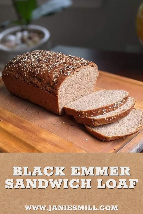 Try this Black Emmer Sandwich Loaf made with Janie’s Mill organic, stone-ground Black Emmer Flour. This rare ancient grain makes a hearty, whole wheat loaf that’s perfect for your favorite sandwich, plain or fancy! Emmer Flour Bread, Ancient Grains Recipes, Mill Stone, Mill Flour, Sandwich Loaf, Grain Recipes, Wheat Recipes, School Recipes, Grain Mill