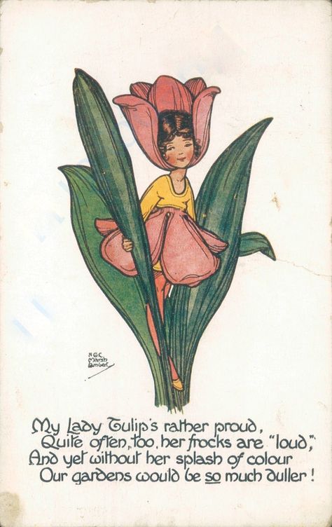 Lady Tulip, A Girl, Green, Pink