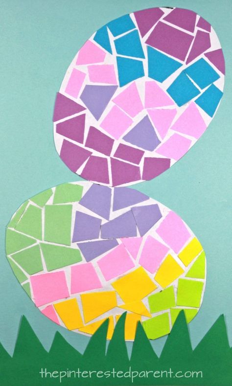 Påskeaktiviteter For Barn, Preschool Creative Art, Spring Crafts Preschool, April Crafts, Easter Arts And Crafts, Paper Mosaic, Construction Paper Crafts, Easter Preschool, Easter Egg Crafts