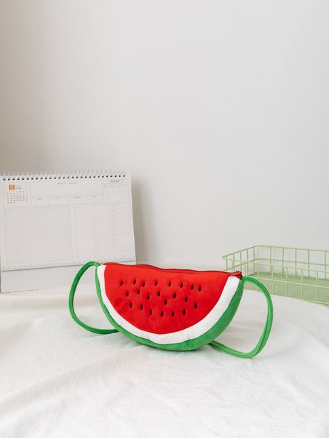 Multicolor  Collar  Flannelette Fruit&Vegetable  Embellished   Kids Bags Watermelon Purse, Watermelon Design, Watermelon Designs, Novelty Bags, Saddle Bag, Kids Bags, Saddle Bags, Saddle, Crossbody Bags