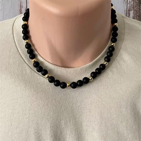 Beaded Mens Necklace, Necklace Men Diy, Boys Necklaces, Bead Necklace For Men, Beaded Necklace For Men, Pearl Necklace Men, Kalung Manik-manik, Mens Beaded Necklaces, Beaded Jewelry Necklaces