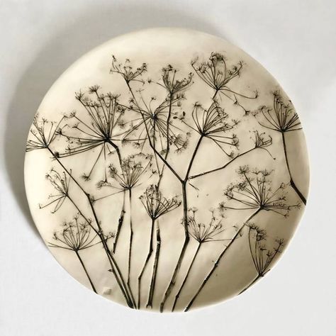 Zuleika Melluish's botanical ceramics | House & Garden Botanical Imprint Ceramics, Botanical Casting, Sgraffito Flowers, Botanical Ceramics, Ceramics House, Ceramic Botanical, Botanical Pottery, Color Me Mine, Therapeutic Art