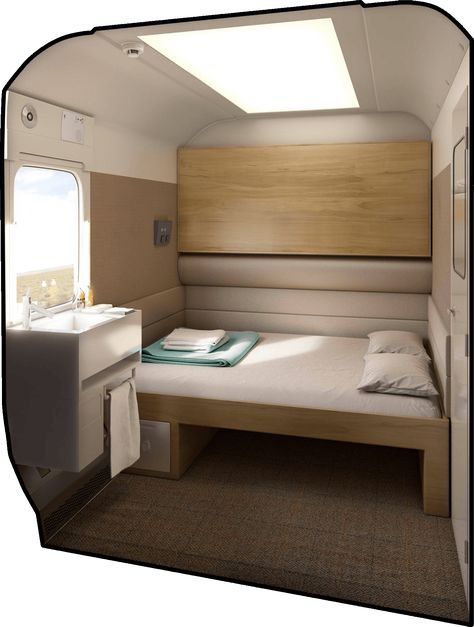 Copyright Caledonian Sleeper / Serco / CAF Pod Room, Train Interior, Sleep Box, Pod Hotels, Hostels Design, Sleeping Pods, Pod House, Capsule Hotel, Future Transportation