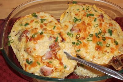 Savory Moments: Ham and cheese spaghetti squash boats Ham Spaghetti Squash, Ham And Spaghetti Squash, Spaghetti Squash And Ham Recipes, Cheesy Spaghetti Squash, Ham Dinner Recipes, Spaghetti Squash Boat, Ham Casserole, Cheese Spaghetti, Leftover Ham Recipes