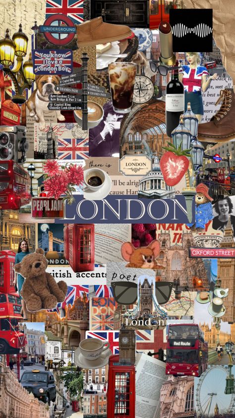 London Name Wallpaper, British Icons Party, London Aesthetic Collage, Uk Aesthetic Wallpaper, England Aesthetic Wallpaper, London Shuffle, London Aesthetic Wallpaper, London Scrapbook, London Collage