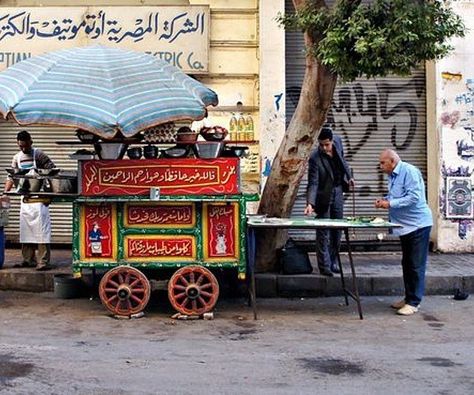 Egyption Streets, Egyptian Signs, Egypt Streets, Breakfast Cart, Egyptian Streets, Arab Core, Vendor Cart, Vintage Egypt, Egypt Resorts