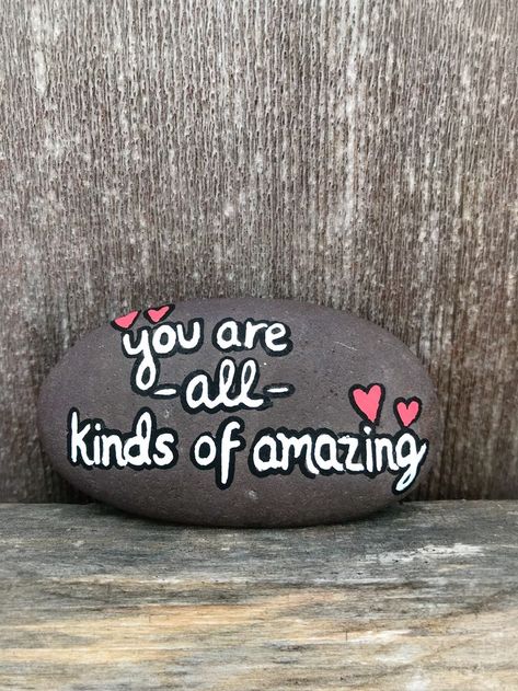 You’re AMAZING rock | Rock decor, Rock painting ideas easy, Rock painting art You Rock Quotes, Rock Sayings, Easy Rock Painting, Rock Diy, Rock Quotes, Painting Ideas Easy, Inspirational Rocks, Diy Rock Art, Painted Rock Animals