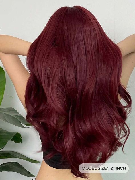 Medium Red Hair Styles, Wine Hair Color, Wine Red Hair, Wine Hair, Red Hair Inspo, Cherry Hair, Medium Bob, Dark Red Hair, Long Curly Wig