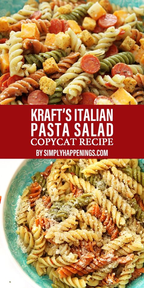 Betty Crocker Pasta Salad, Kraft Pasta Salad, Pasta Salad With Pepperoni, Salad With Pepperoni, Pepperoni Pasta Salad, Tri Color Pasta Salad, Rotini Pasta Recipes, Italian Dressing Pasta Salad, Salad Sides