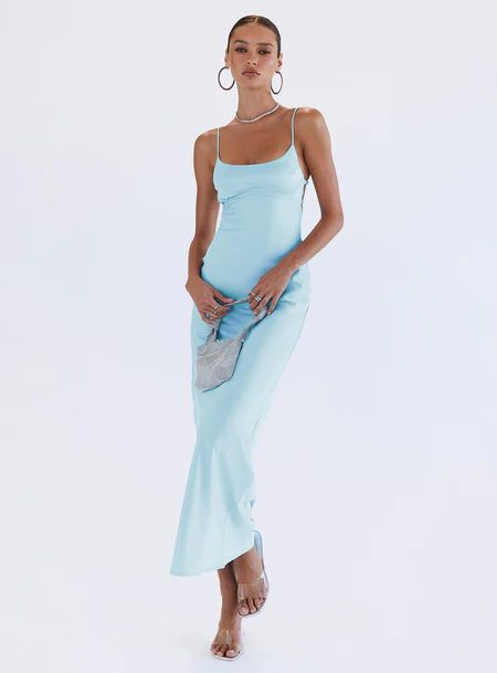 Light Blue Maxi Dress, Princess Polly Dress, Stylish Maxi Dress, Prom Dress Inspo, Vegas Dresses, Baby Blue Dresses, Homecoming Outfits, Long Blue Dress, Blue Dress Formal