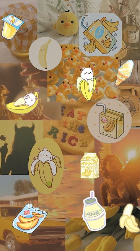 #banana #kawaii #aesthetic #wallpaper #background #lockscreen #homescreen #ios14 #yellow Banana Aesthetic Wallpaper, Banana Wallpaper Aesthetic, Banana Aesthetic, Yellow Kawaii, Calming Things, Banana Wallpaper, Fruit Pictures, Yellow Core, Background Lockscreen