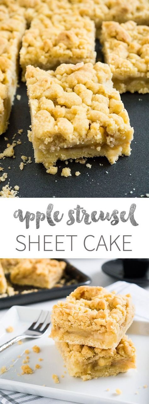 My Apple Streusel Sheet Cake is extra moist and fruity! It's made with fresh apple chunks and apple sauce plus a crumb topping. Apple Streusel, German Desserts, Oktoberfest Food, Sheet Cake Recipes, Apple Sauce, Snacks Saludables, Crumb Topping, Köstliche Desserts, Cake Toppings