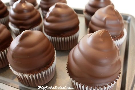 Chocolate Shell Recipe for Hi-Hat Cupcakes! | My Cake School Chocolate Hard Shell Recipes, Chocolate Coating Recipe, Hard Chocolate Shell, Shell Chocolate, My Cake School, Hat Cupcakes, Cupcake Recipes Chocolate, Stuffed Shells Recipe, White Frosting