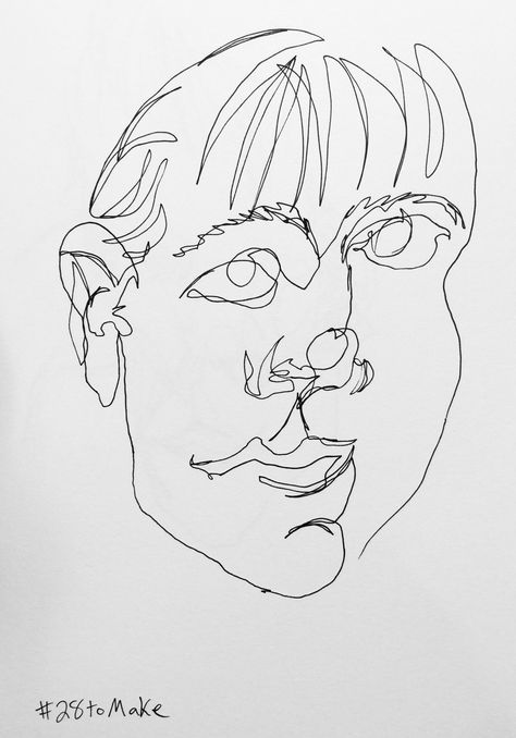 Day 10: Blind Self-Portrait. No looking at what you're drawing and no lifting the pen. Self Portrait Drawing, The Pen, Portrait Drawing, Self Portrait, Pen, Male Sketch, Drawings, 10 Things, Art