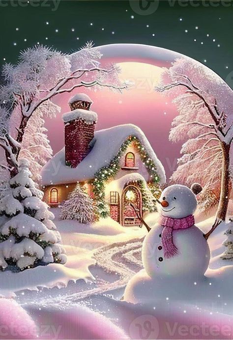 Cute Christmas Wallpaper Backgrounds, Pink Snowman Wallpaper, Beautiful Christmas Pictures, Christmas Wallpaper Ideas, Christmas Castle, Cute Christmas Backgrounds, Christmas Images Free, Winter Christmas Scenes, Snowman Images