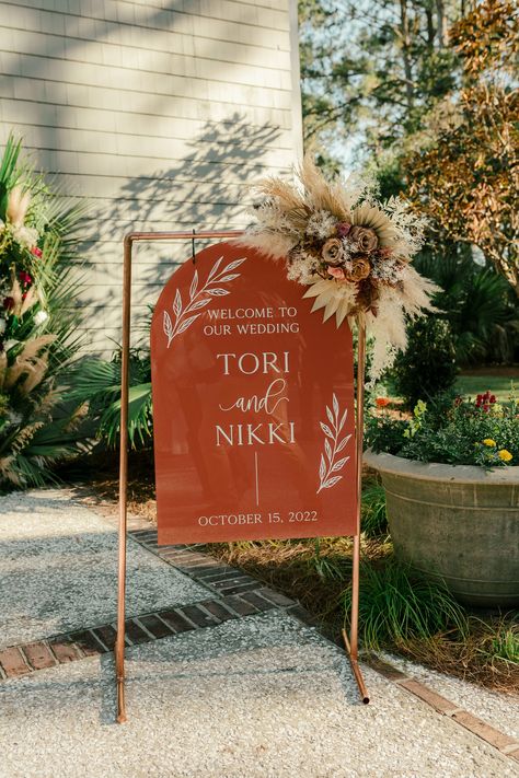 Fall Boho Wedding Welcome Sign, Wedding Signing Board, Boho Terracotta Wedding, Daufuskie Island, Boho Wedding Theme, Wedding Welcome Board, Autumn Wedding Reception, Welcome Board, Chic Autumn