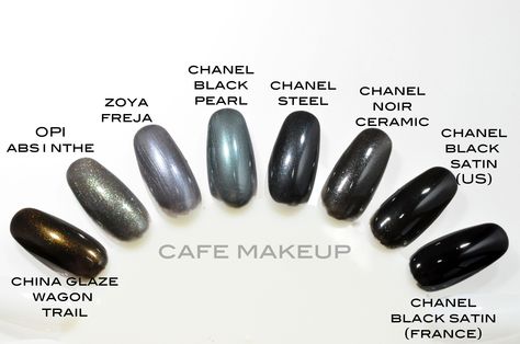 i love dark nails. Dark Pearl Nails, Glazed Black Nails, Black Pearlescent Nails, Pearl Black Nails, Black Pearl Nails, Shellac Ideas, Cafe Makeup, Sheer Nail Polish, Sheer Nails