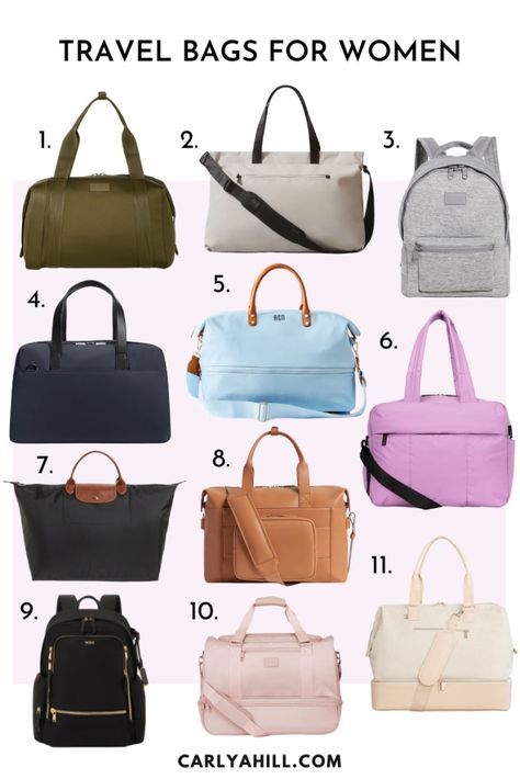 11 Travel Bags for Women Travel Totes For Women, Brooklyn Guide, Work Travel Bag, Nyc Holidays, Best Travel Bags, Nyc Lifestyle, Lifestyle Influencer, Small Travel Bag, Large Suitcase