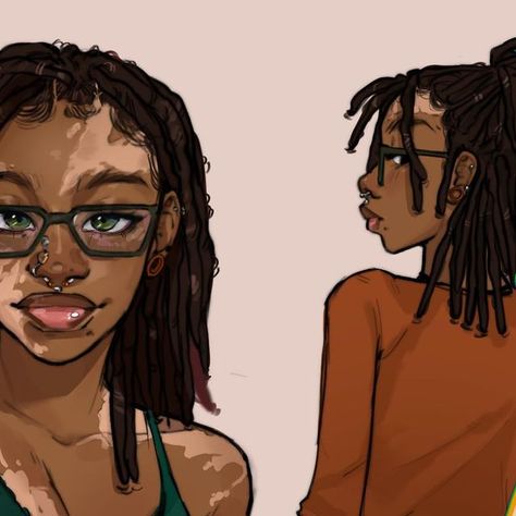 Potato Zay on Instagram: "Haven’t drawn Pepper in a while, here she is though!🍂🌿 - - - - #art #artist #drawing #digitalart #ipadpro #procreate #oc #ocart #explorepage #explore" Drawing Locs Natural Hair Art, Potato Zay, How To Draw Locs, Black Woman Art Drawings, Black Women Drawings, Black People Drawings, Dreadhead Art, Black Anime Women, Black Oc Art