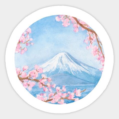 Fimo, Mount Fuji, Pink And Blue Painting, Gunung Fuji, Sakura Painting, Mount Fuji Japan, Fuji Japan, Fuji Mountain, Monte Fuji