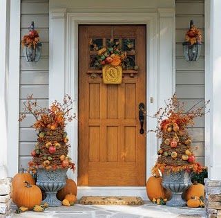 You will love these great fall decorating ideas!  Old Time Pottery is your fall decorating headquarters!  http://www.oldtimepottery.com/ Dekorasi Halloween, Porch Decorating Ideas, Fall Deco, Autumn Decorating, Fall Front Porch, Front Porch Decorating, Fall Decorations Porch, Halloween Porch, Fall Front