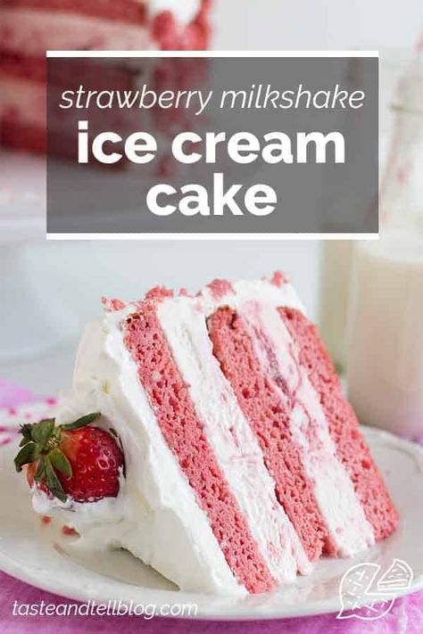 Strawberry Shortcake Ice Cream Cake, Milkshake Ice Cream, Best Ice Cream Cake, Blondie Dessert, Diy Ice Cream Cake, Mini Bundt Cakes Recipes, Strawberry Ice Cream Cake, Fun Ice Cream, Strawberry Shortcake Ice Cream