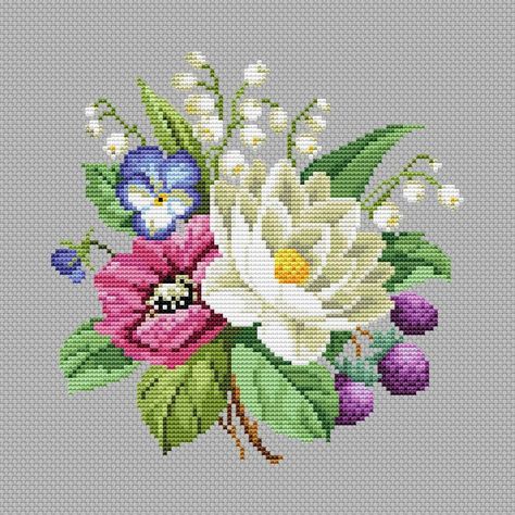 Magnolia Embroidery, Floral Cross Stitch Pattern, Antique Home Decor, Vintage Cross Stitch Pattern, Funny Cross Stitch Patterns, Cross Stitch Tree, Cross Stitch Patterns Flowers, Mini Cross Stitch, Cross Stitch Funny