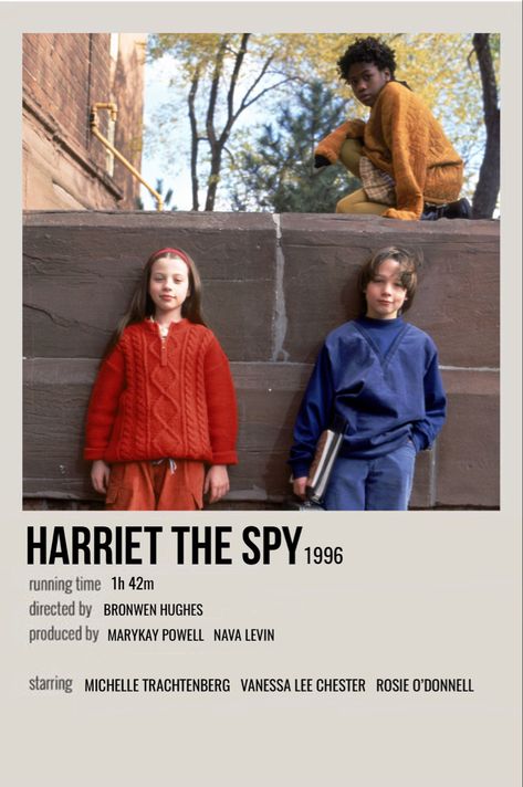 minimal polaroid movie poster for harriet the spy 90s Kids Movies, Media Recommendations, Nerd Movies, Harriet The Spy, Polaroid Movie Poster, Movie Character Posters, What I Like About You, Girly Movies, Michelle Trachtenberg