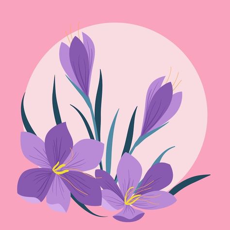 Free vector hand drawn flat design saffr... | Free Vector #Freepik #freevector #flat-nature #saffron #hand-drawn-nature #plant-illustration Saffron Illustration, Saffron Flower, Flower Vector, Woman Illustration, Plant Illustration, Vector Hand, Flat Design, Graphic Resources, To Draw