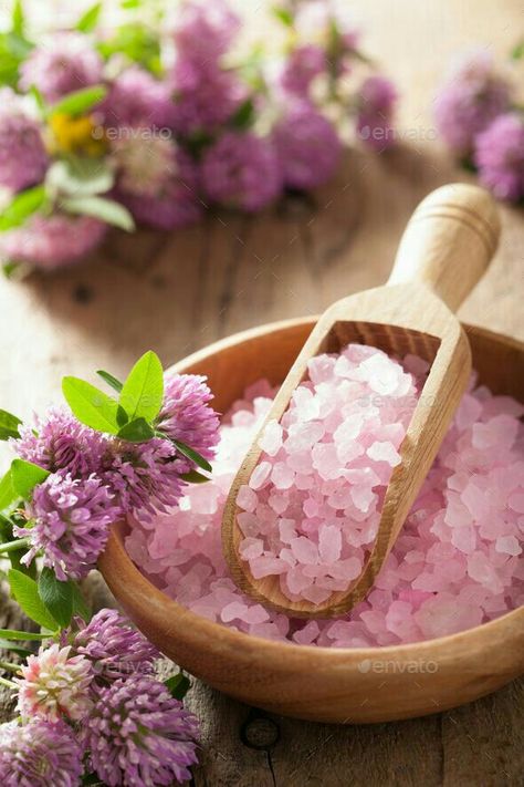 Herbal Salt, Rice Mask, Japanese Rice, Salt, Spa, Bowl, Flowers, Pink