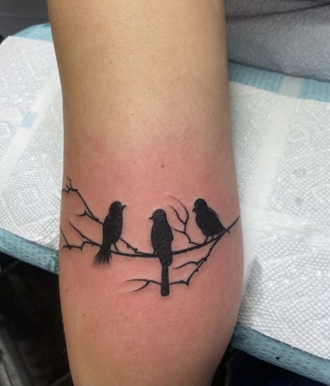 bob marley three little birds inspired tattoo. back of arm tattoo. tattoo above elbow Tattoos Above Elbow, 3 Little Birds Tattoo, Tattoo Above Elbow, Three Little Birds Tattoo, Rasta Tattoo, Little Birds Tattoo, Three Birds Tattoo, Tattoo Back Of Arm, Bob Marley Tattoo