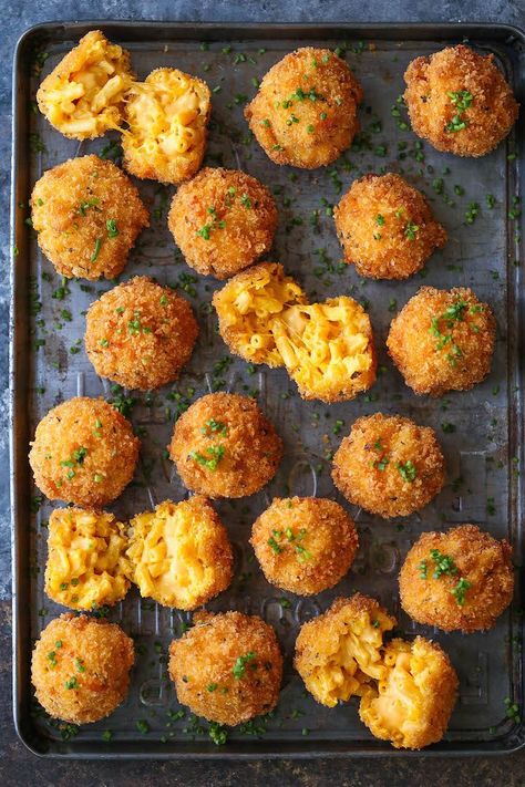 Fried Mac and Cheese Balls - Damn Delicious Mac And Cheese Balls Recipe, Fried Mac And Cheese Balls, Fried Mac N Cheese Balls, Mac And Cheese Balls, Mac N Cheese Balls, Deep Fried Recipes, Restaurant Appetizers, Fried Mac And Cheese, Mac And Cheese Bites