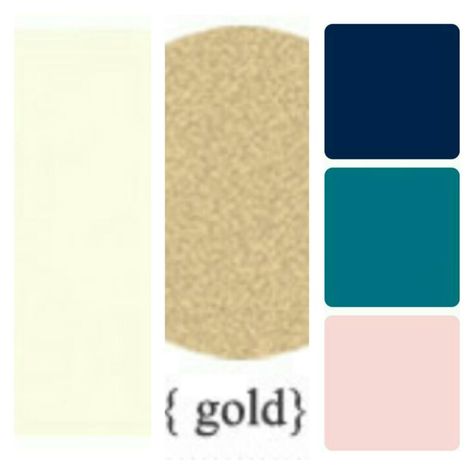 Wedding colour scheme - Ivory Gold Navy Teal Blush Color Combinations With Gold, Teal Blush Wedding, Bedroom Colour, Gold Color Palettes, Color Plan, Wedding Colour, Living Room Color Schemes, Paint Color Palettes, Teal Wedding