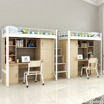 Bunk Bed With 2 Desks, 2 Bunk Bed With Desk, Bunk Bed Rooms Space Saving, Bunk Bed With Desk For Small Room, School Dormitory Room, Bunk Bed Desk, Bunk Bed With Wardrobe, Loft Bed With Wardrobe, School Dormitory