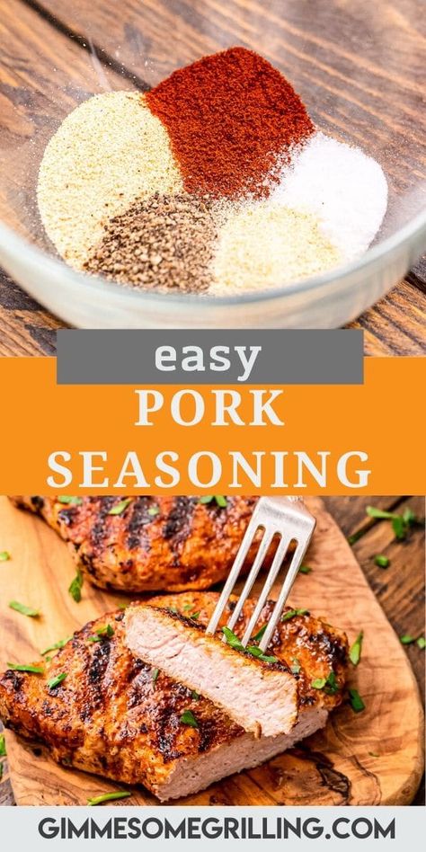 Grilled Pork Chop Seasoning, Grilling Recipes Pork, Pork Chop Recipes Grilled, Pork Chop Seasoning, Pork Tenderloins, Homemade Rubs, Pork Seasoning, Easy Pork Chops, Dry Rubs