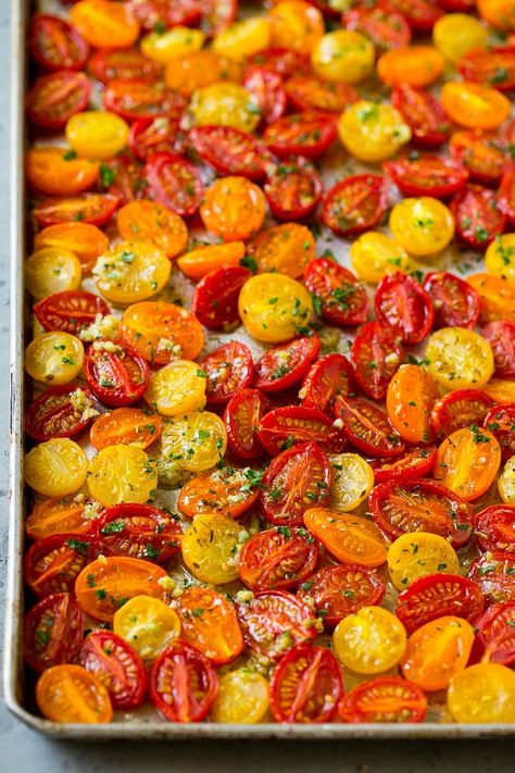 Unique and Healthy Taco Ingredients | Roasted Cherry Tomatoes by Dinner  At The Zoo Roasted Tomato Recipes, Tomatoes Dinner, Healthy Taco, Creamed Corn Recipes, Cherry Tomato Recipes, Tomato Dishes, Taco Ingredients, Tomatoes Recipe, Roasted Cherry