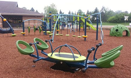 Thornton Creek Elementary School celebrates new inclusive playground | Together We Play Elementary Playground, School Playground Design, Kids Garden Toys, Sensory Playground, Elementary School Playground, Inclusive Playground, Diy Kids Playground, Modern Playground, Village Kids