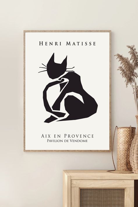 Excited to share this item from my #etsy shop: Henri Matisse Cat Print, Matisse Print Art Canvas, Matisse Poster, Matisse Wall Art, Matisse Print Set, Mid Century Wall Art, Boho Wall art Henri Matisse Cat, Matisse Cat, Black Cat Illustration, Wall Art Matisse, Matisse Wall Art, Matisse Paintings, Patchwork Ideas, Art Matisse, Matisse Poster